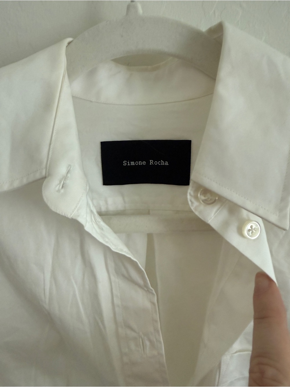 Simone Rocha White Ruffle Button Down Blouse - Picture 6 of 9